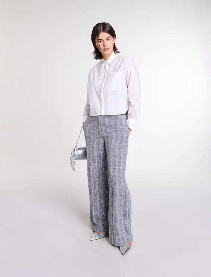 Pants and Jeans Women Maje Tweed Trousers Grey