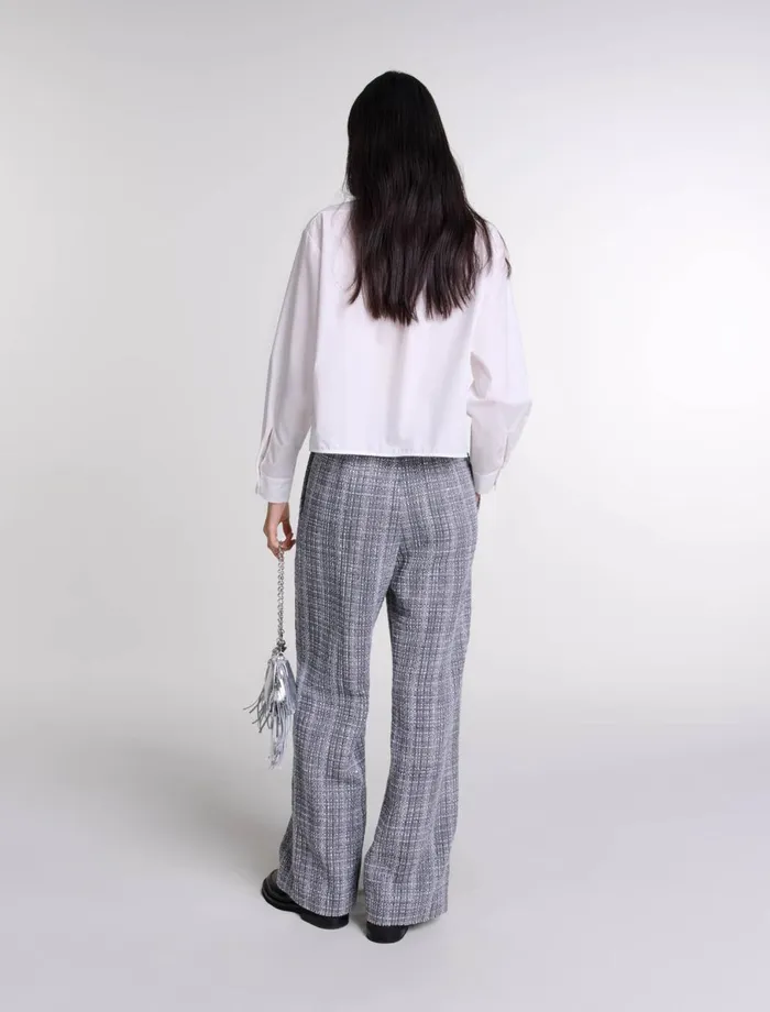 Pants and Jeans Women Maje Tweed Trousers Grey