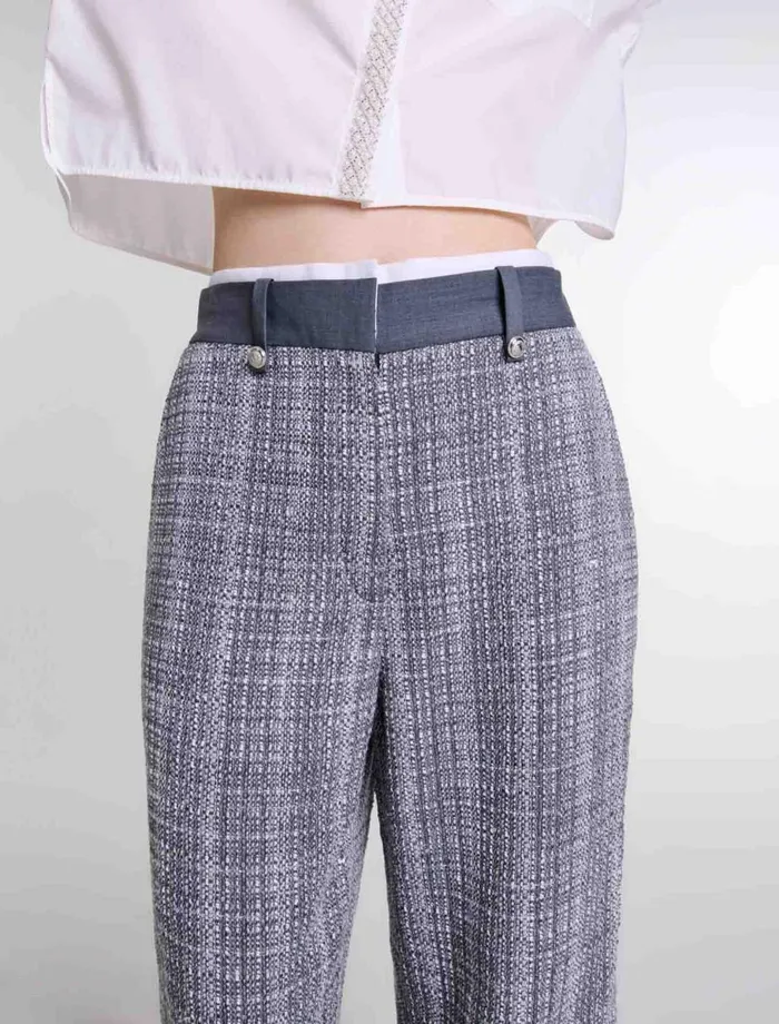 Pants and Jeans Women Maje Tweed Trousers Grey