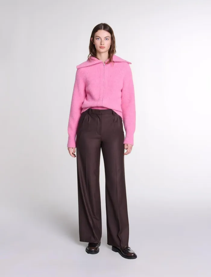Pants and Jeans Women Maje WideLeg Suit Trousers Brown