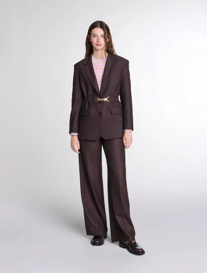 Pants and Jeans Women Maje WideLeg Suit Trousers Brown