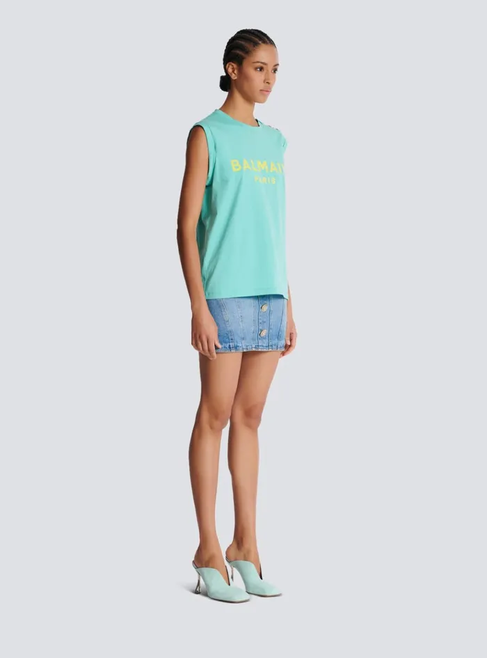 Paris Tank Top Blue Women Balmain TShirts