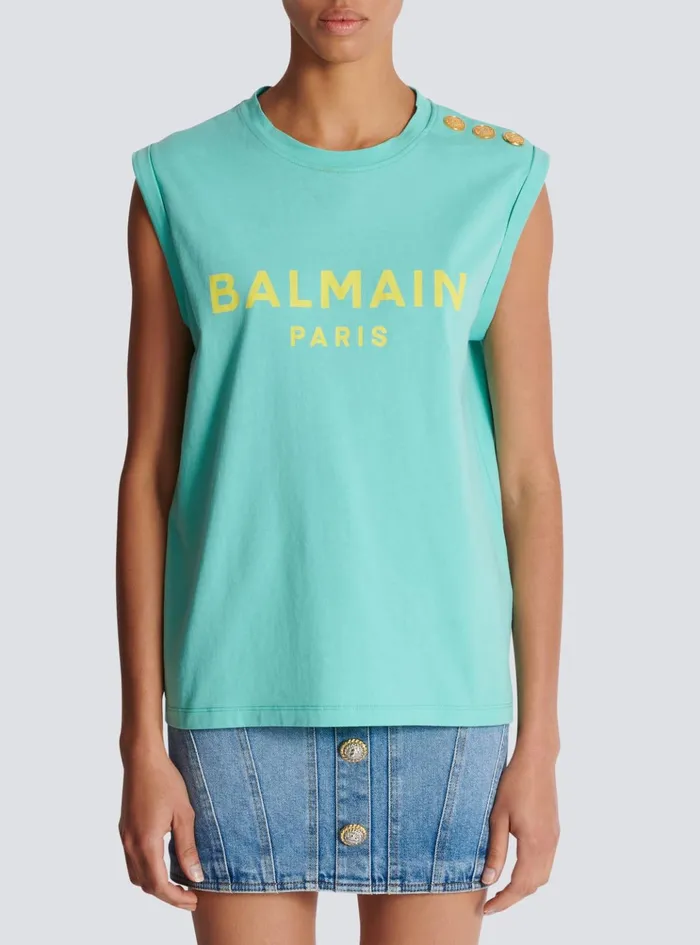 Paris Tank Top Blue Women Balmain TShirts