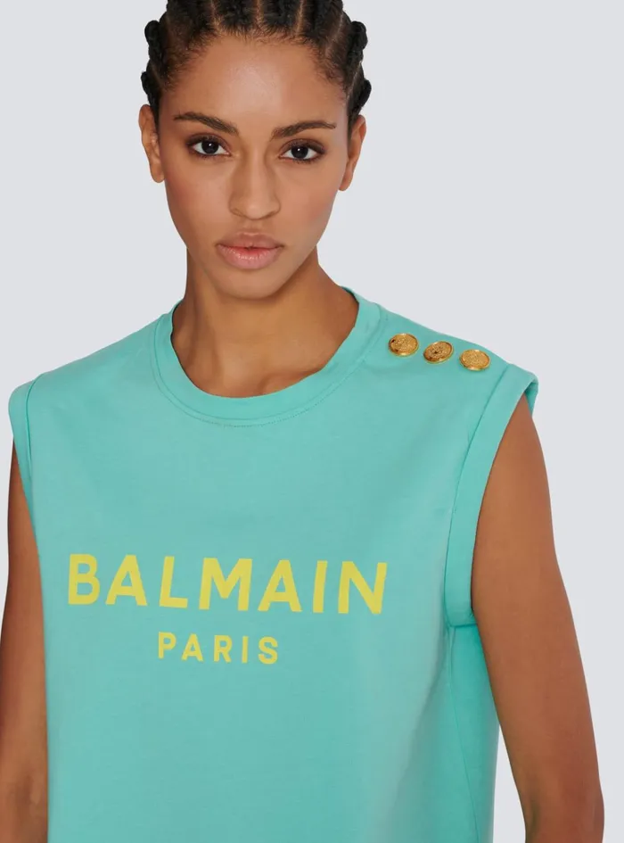 Paris Tank Top Blue Women Balmain TShirts
