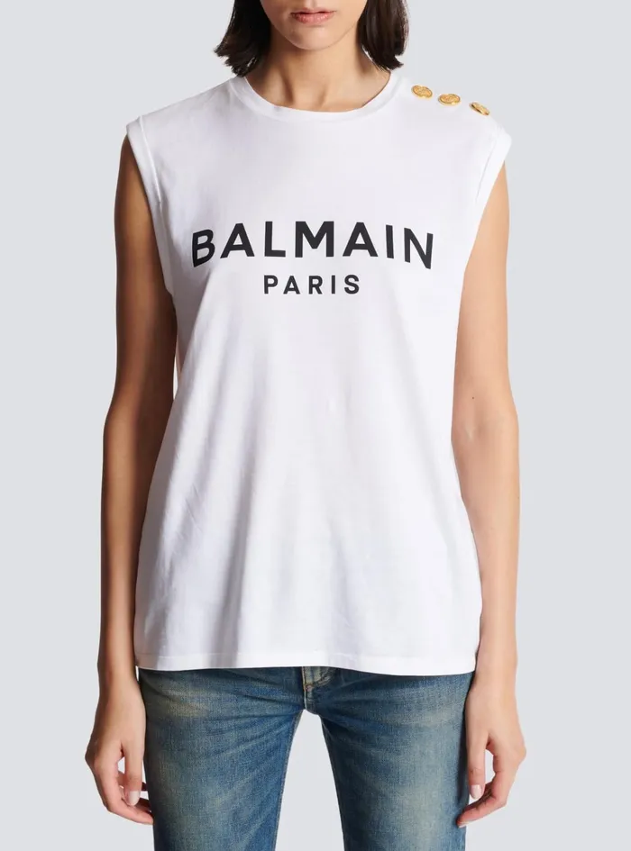 Paris Tank Top White Women Balmain TShirts