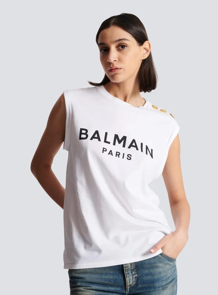 Paris Tank Top White Women Balmain TShirts
