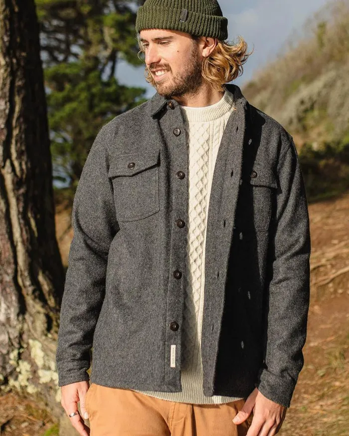 Passenger Clothing Barren Overshirt Grey Marl Men Shirts