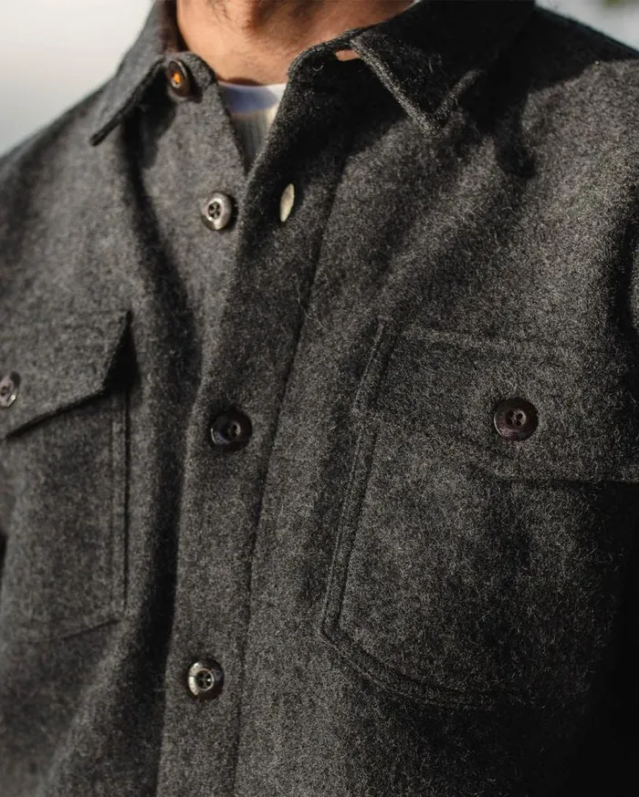Passenger Clothing Barren Overshirt Grey Marl Men Shirts