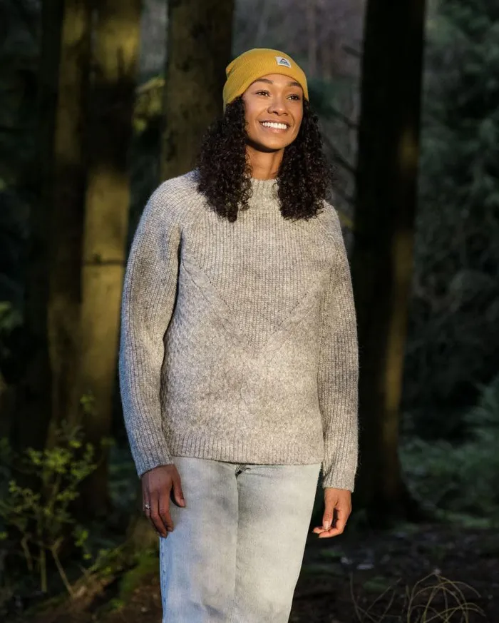 Passenger Clothing Cozy Cable Recycled Knitted Jumper Grey Marl Women Knitwear