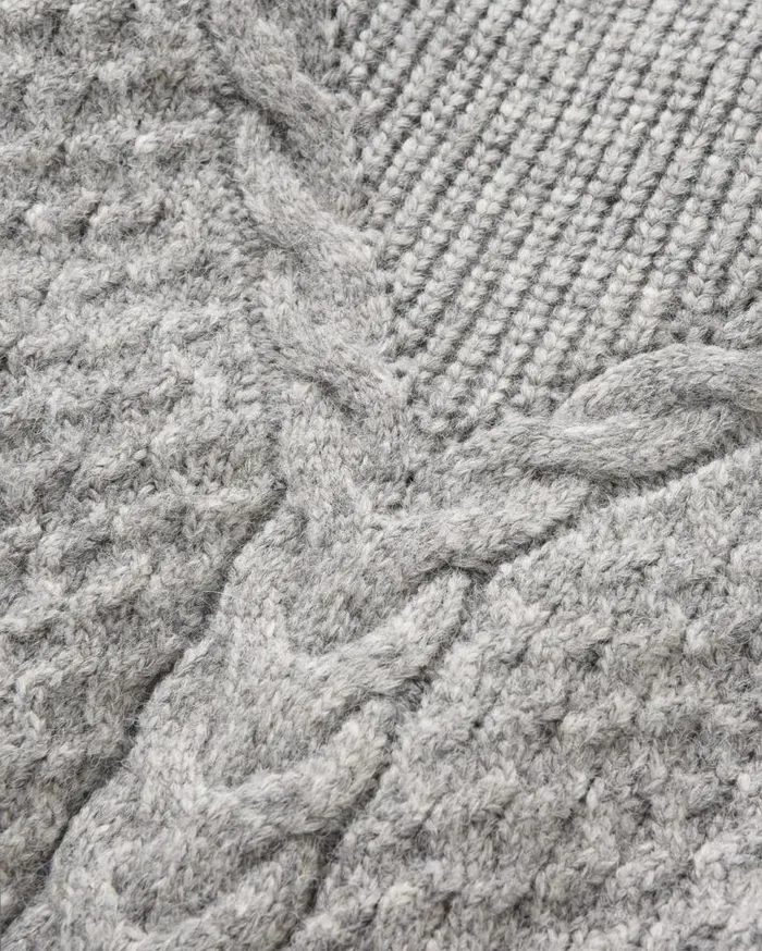 Passenger Clothing Cozy Cable Recycled Knitted Jumper Grey Marl Women Knitwear