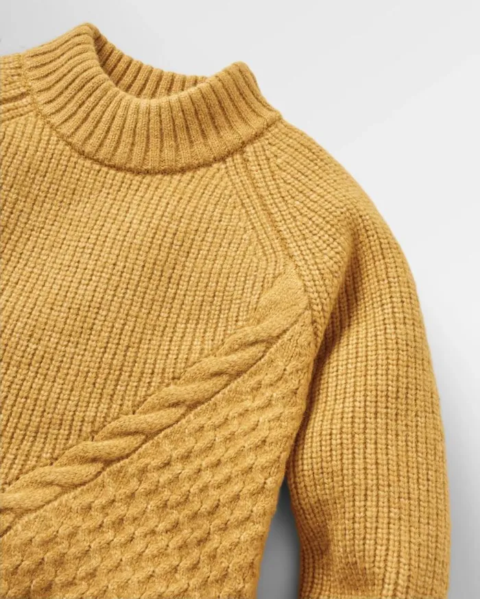 Passenger Clothing Cozy Cable Recycled Knitted Jumper Mustard Gold Women Knitwear
