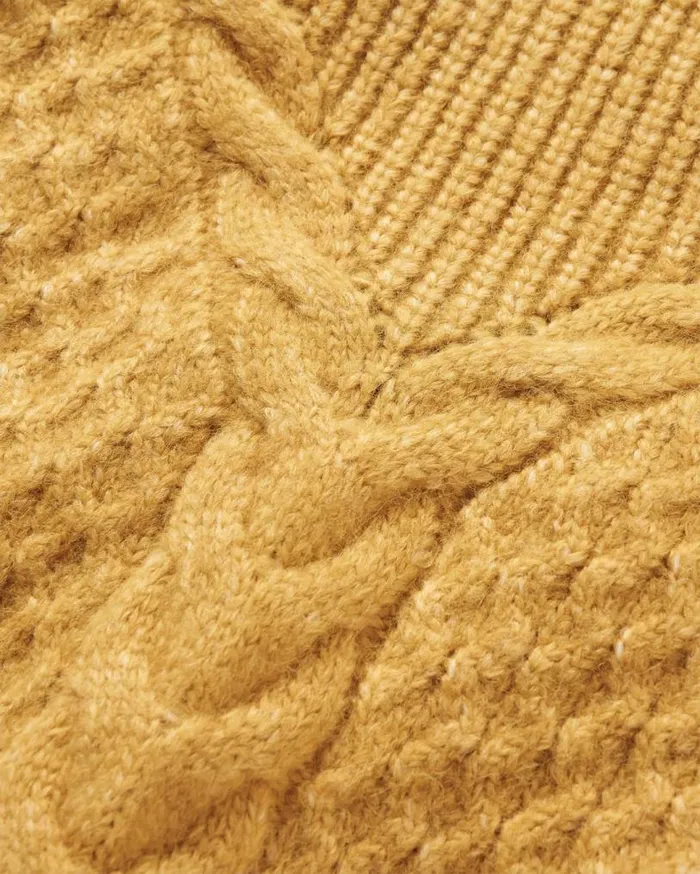 Passenger Clothing Cozy Cable Recycled Knitted Jumper Mustard Gold Women Knitwear