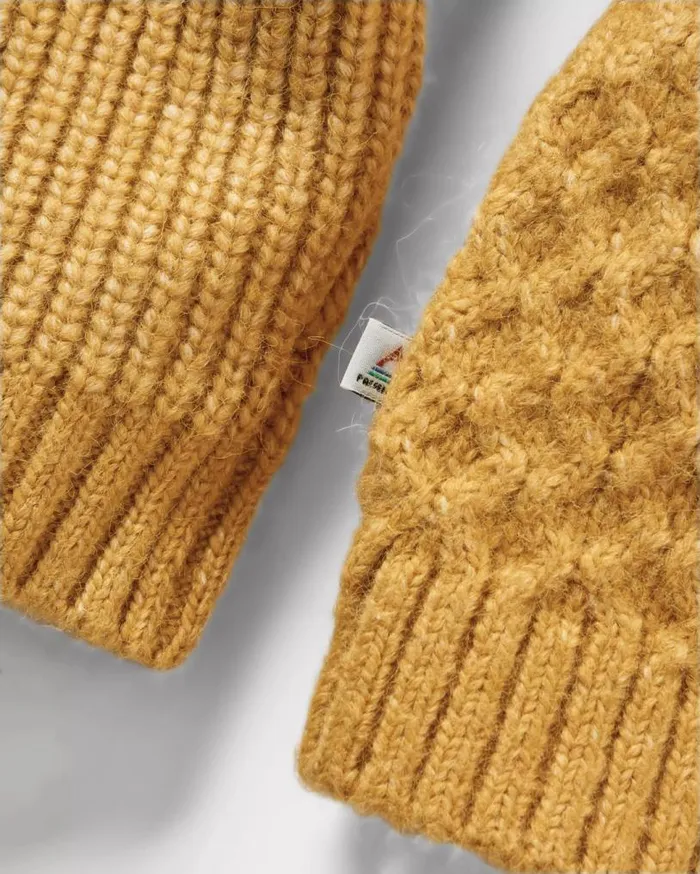 Passenger Clothing Cozy Cable Recycled Knitted Jumper Mustard Gold Women Knitwear