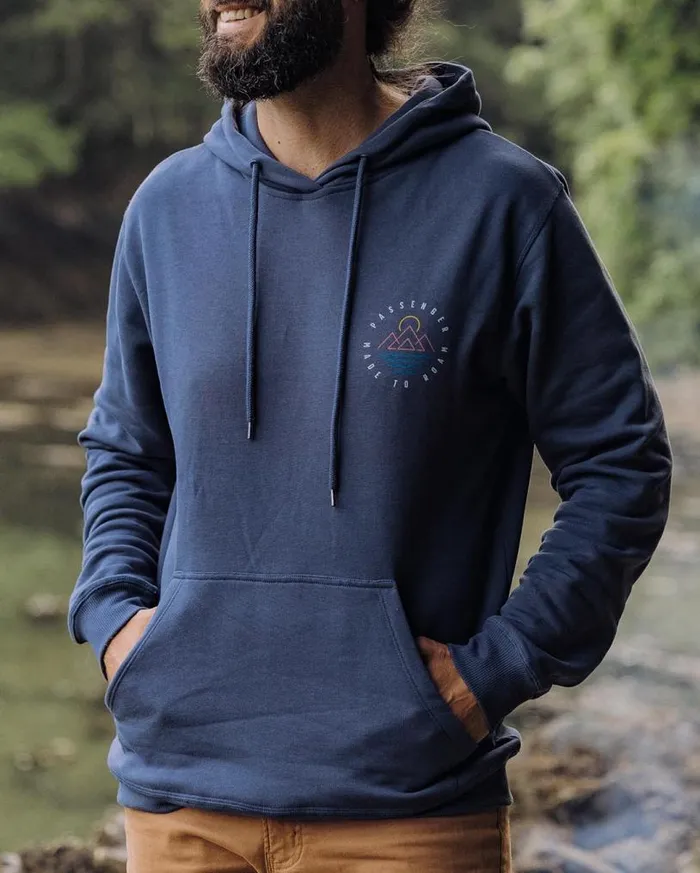 Passenger Clothing Escapism Recycled Cotton Hoodie Dark Denim Men Hoodies and Sweatshirts