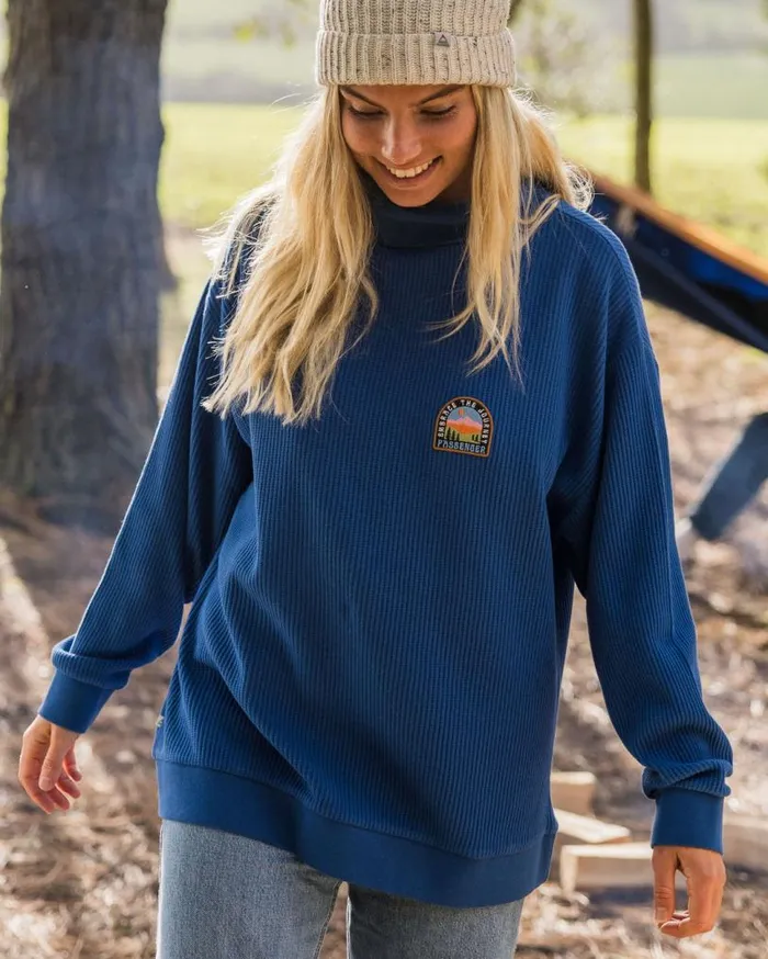 Passenger Clothing Flourish Roll Neck Top True Blue Women Hoodies and Sweatshirts