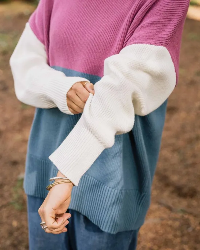 Passenger Clothing Gondwana Oversized Knitted Jumper Washed Blue Women Knitwear