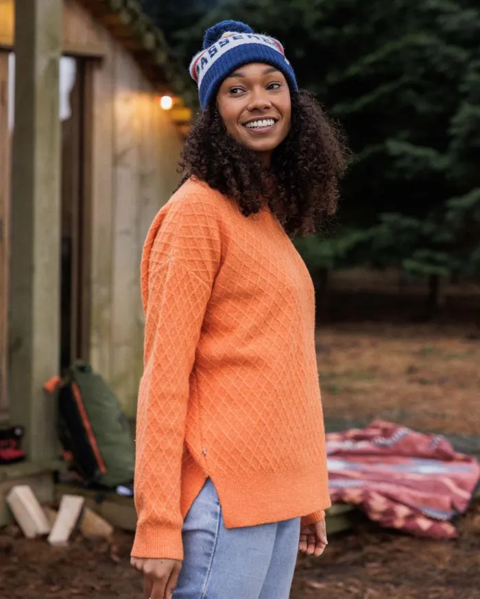 Passenger Clothing Hinterland Recycled Knitted Jumper Apricot Women Knitwear