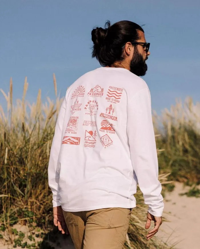 Passenger Clothing Icon Recycled Cotton LS TShirt White Men TShirts and Vests