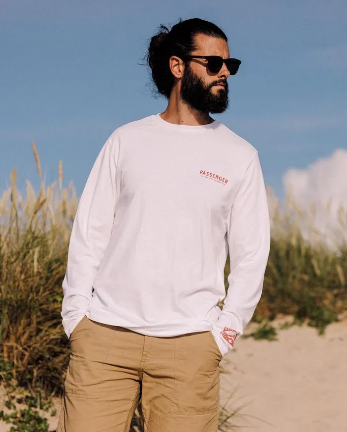 Passenger Clothing Icon Recycled Cotton LS TShirt White Men TShirts and Vests