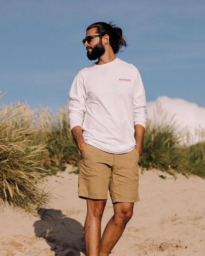 Passenger Clothing Icon Recycled Cotton LS TShirt White Men TShirts and Vests