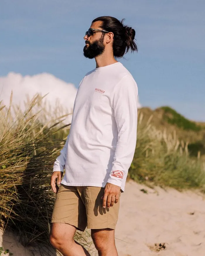 Passenger Clothing Icon Recycled Cotton LS TShirt White Men TShirts and Vests
