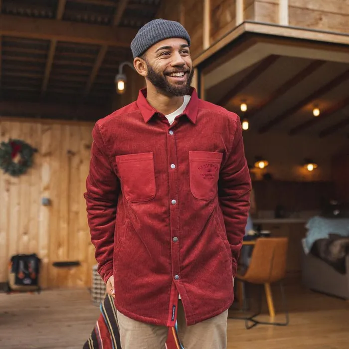 Passenger Clothing Kodiak Sherpa Lined Cord Overshirt Russet Brown Men Shirts