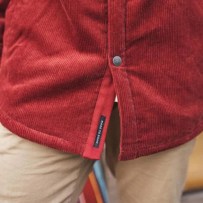 Passenger Clothing Kodiak Sherpa Lined Cord Overshirt Russet Brown Men Shirts