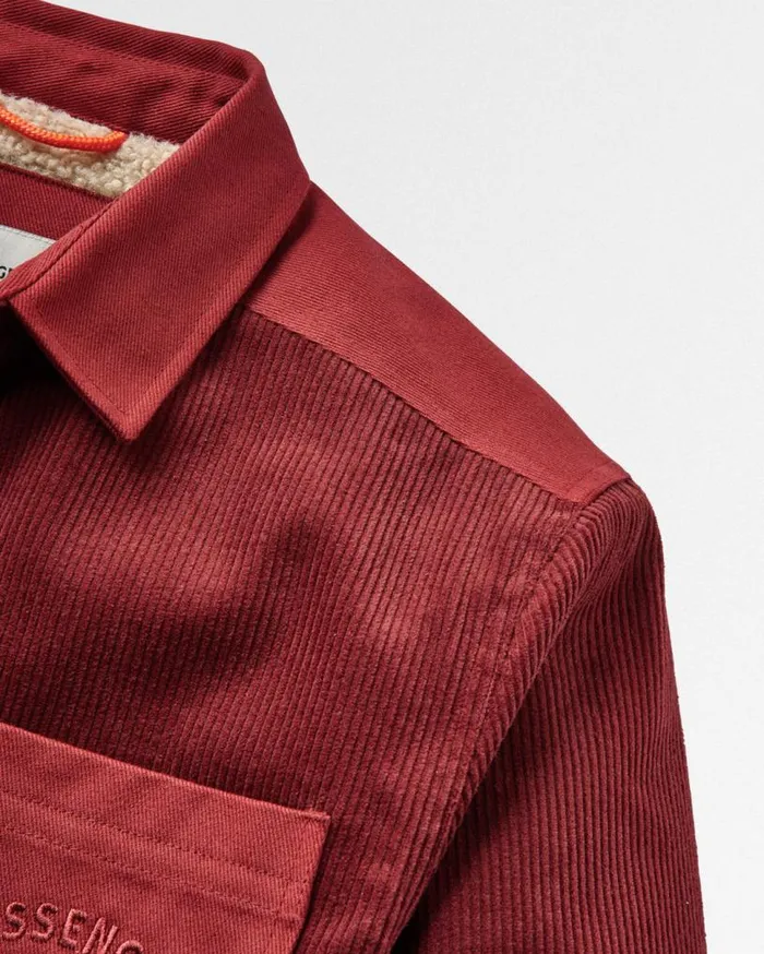 Passenger Clothing Kodiak Sherpa Lined Cord Overshirt Russet Brown Men Shirts