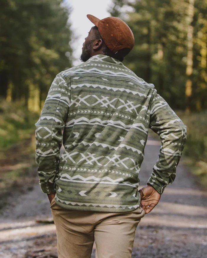Passenger Clothing Maple Recycled Polar Fleece Shirt Khaki Paddle Geo Men Shirts