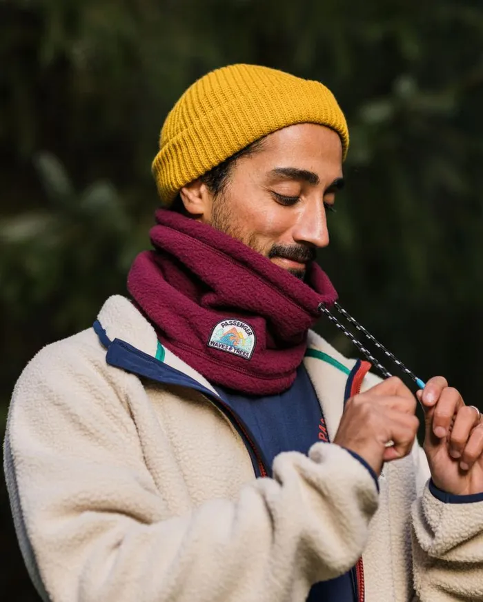 Passenger Clothing Mulled Recycled Sherpa Fleece Snood Wine WomenMen Scarves and Neckwear