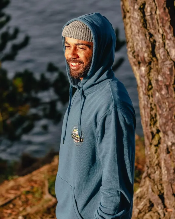 Passenger Clothing Odyssey Recycled Cotton Hoodie Blue Steel Men Hoodies and Sweatshirts