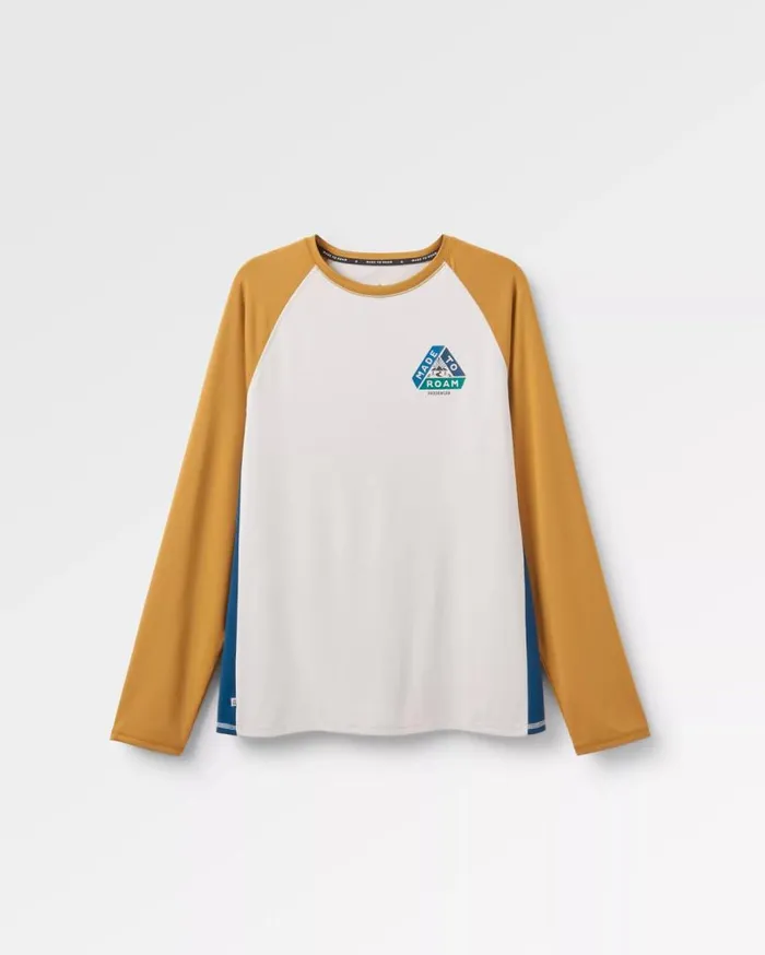 Passenger Clothing Range Recycled Active LS Tshirt Dusty Ochre Vintage White Men Activewear