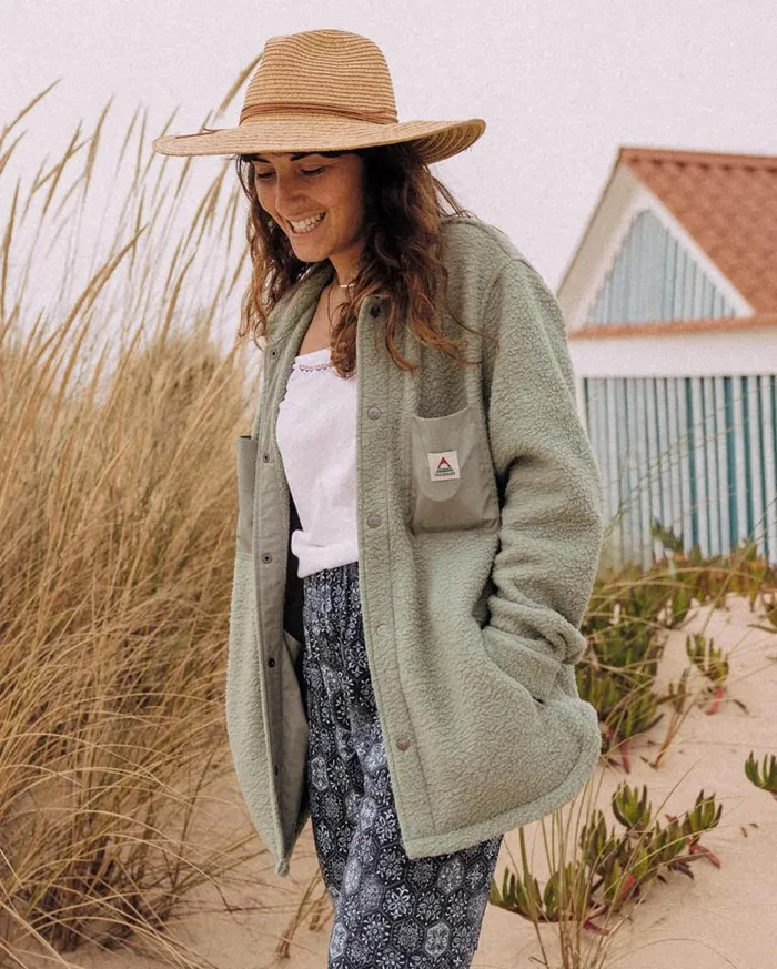 Passenger Clothing Rappel Recycled Sherpa Fleece Oversized Shirt Pistachio Women Shirts