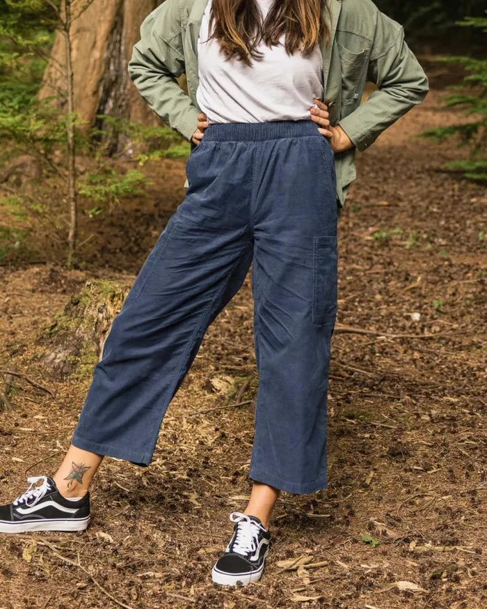 Passenger Clothing Someday Cord Trouser Dark Denim Women Dungarees and Trousers