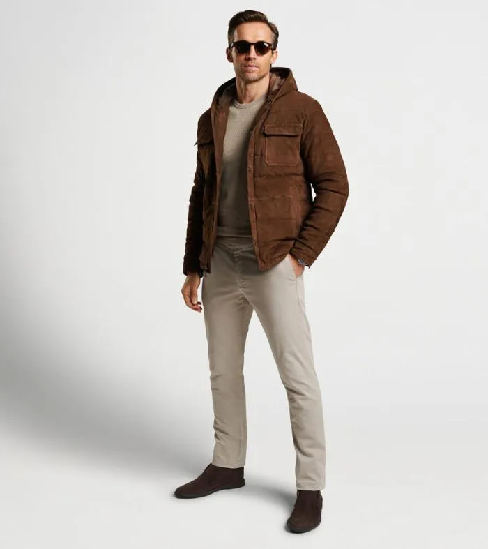 Peter Millar Jackets 038 Coats Men Excursionist Flex Suede Hooded Bomber