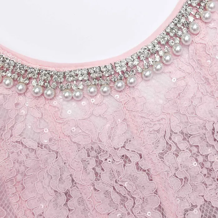 Pink Lace Embellished Midi Dress Women Self Portrait Dresses Pink Lace Embellished Midi Dress Women Self Portrait Dresses