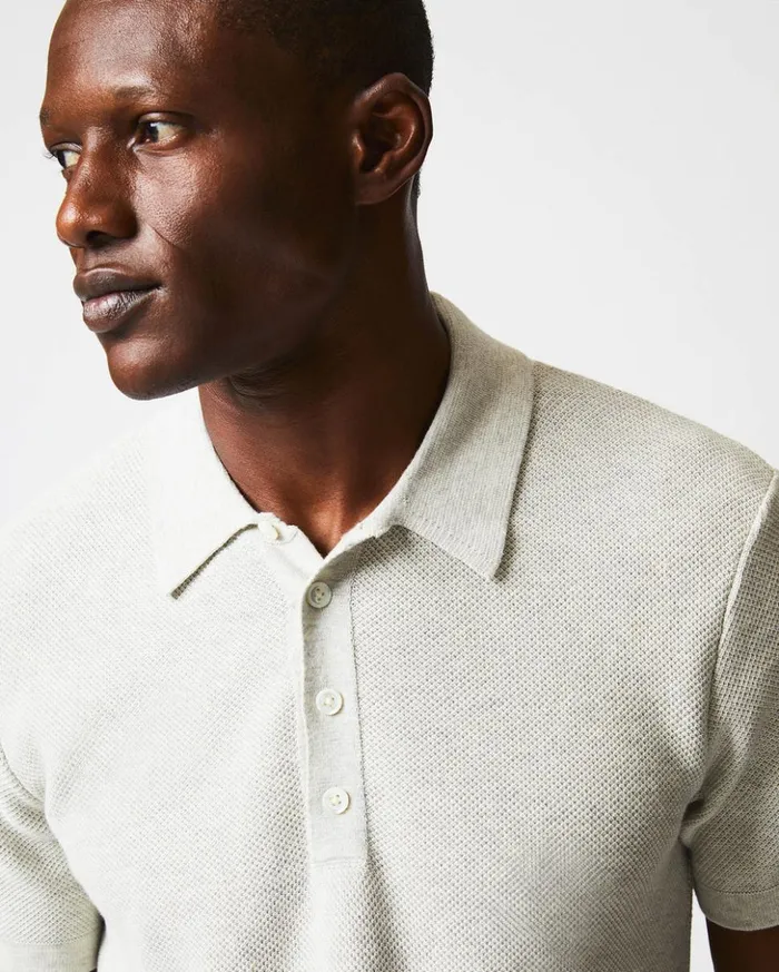 Polos Tees and Henleys Men Billy Reid American Pique Sweater Polo Heathered Grey