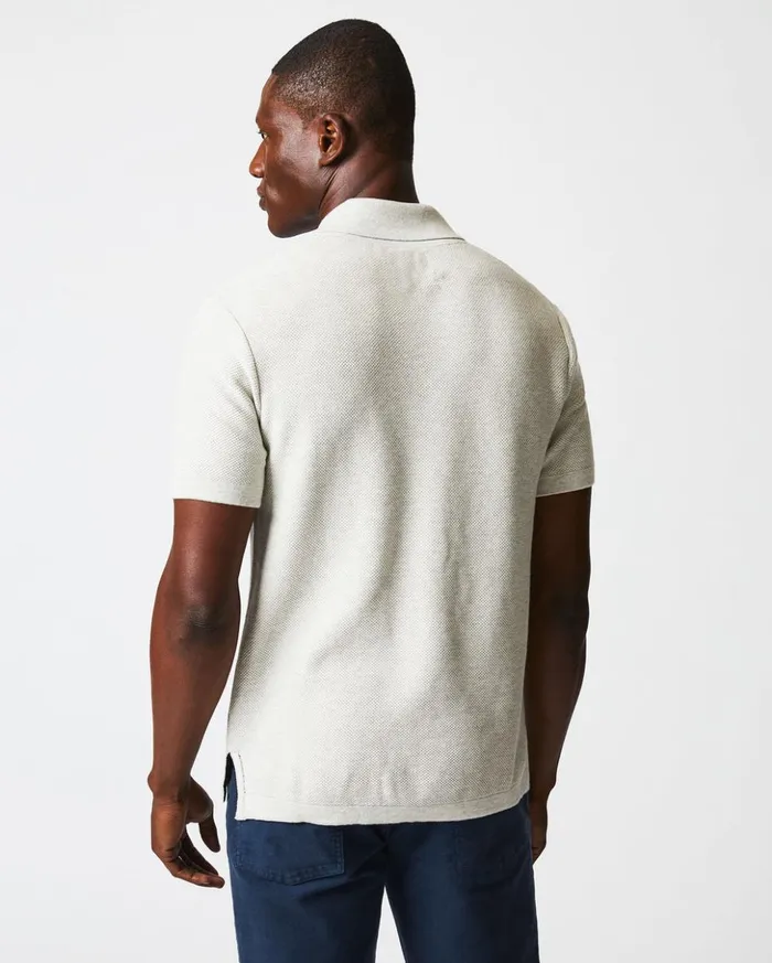 Polos Tees and Henleys Men Billy Reid American Pique Sweater Polo Heathered Grey