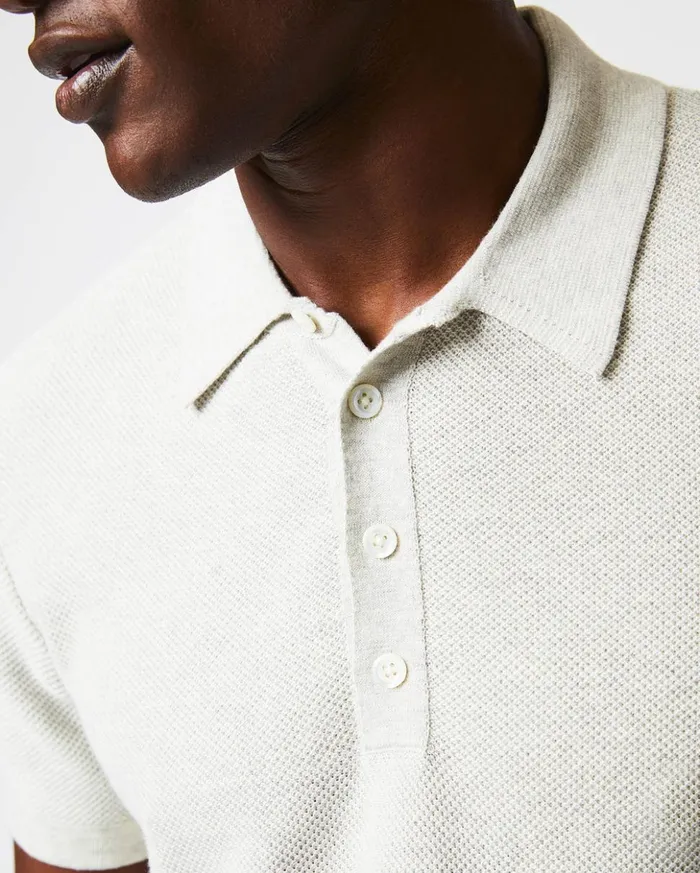 Polos Tees and Henleys Men Billy Reid American Pique Sweater Polo Heathered Grey