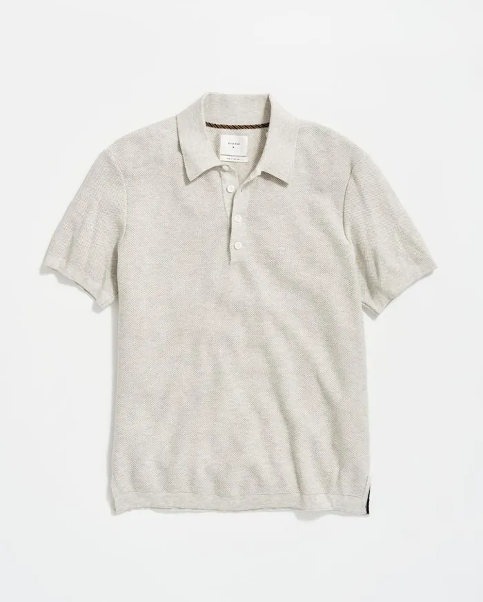 Polos Tees and Henleys Men Billy Reid American Pique Sweater Polo Heathered Grey
