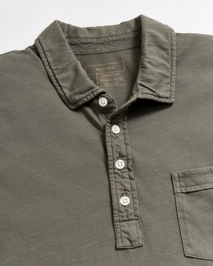 Polos Tees and Henleys Men Billy Reid Long Sleeve Pensacola Polo Washed Grey