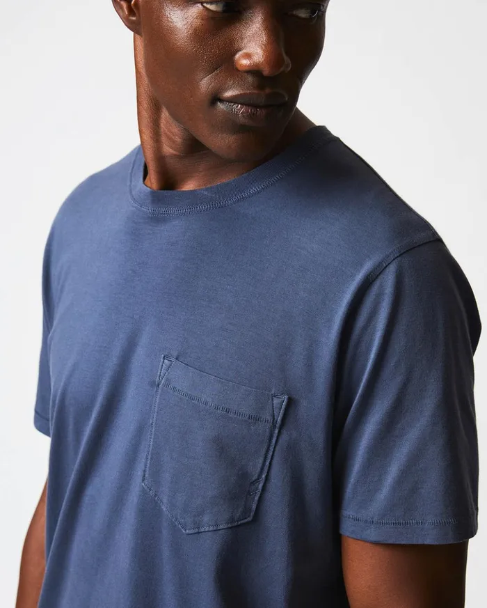 Polos Tees and Henleys Men Billy Reid Washed Tee Navy