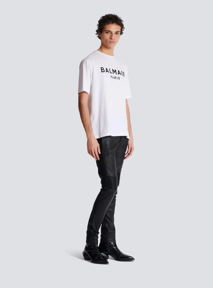 Printed Paris Shortsleeved Tshirt White Men Balmain TShirts