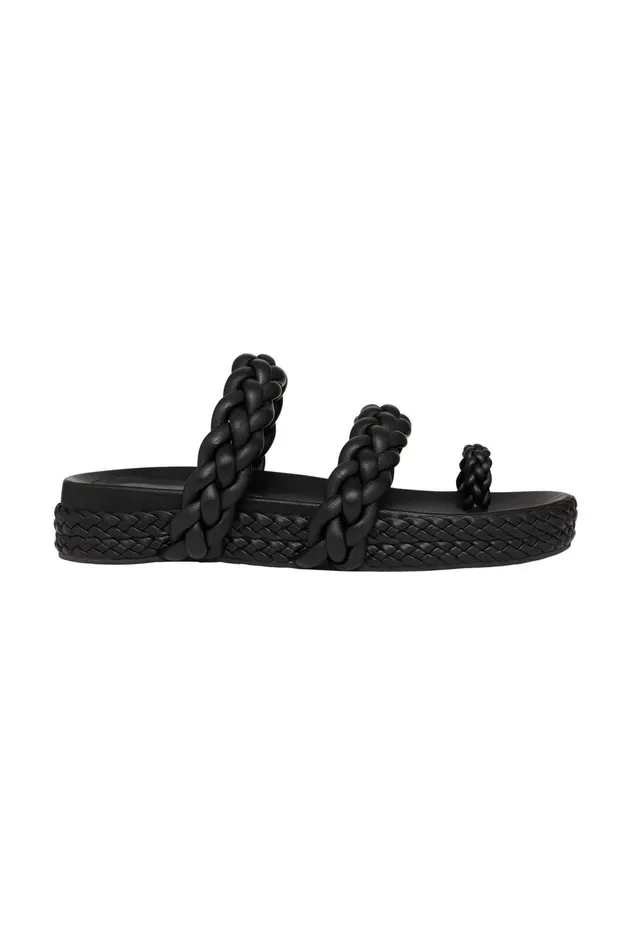 Promenade Braided Chunky Slide Black Women Aje Shoes