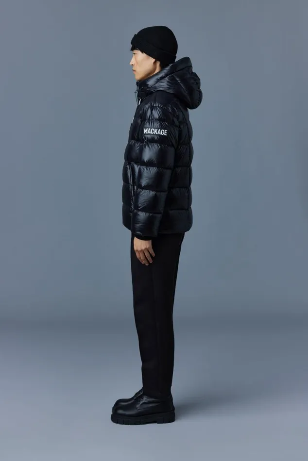 Puffer Men Mackage VICTOR Lustrous Light Down Jacket With Hood For Men Black