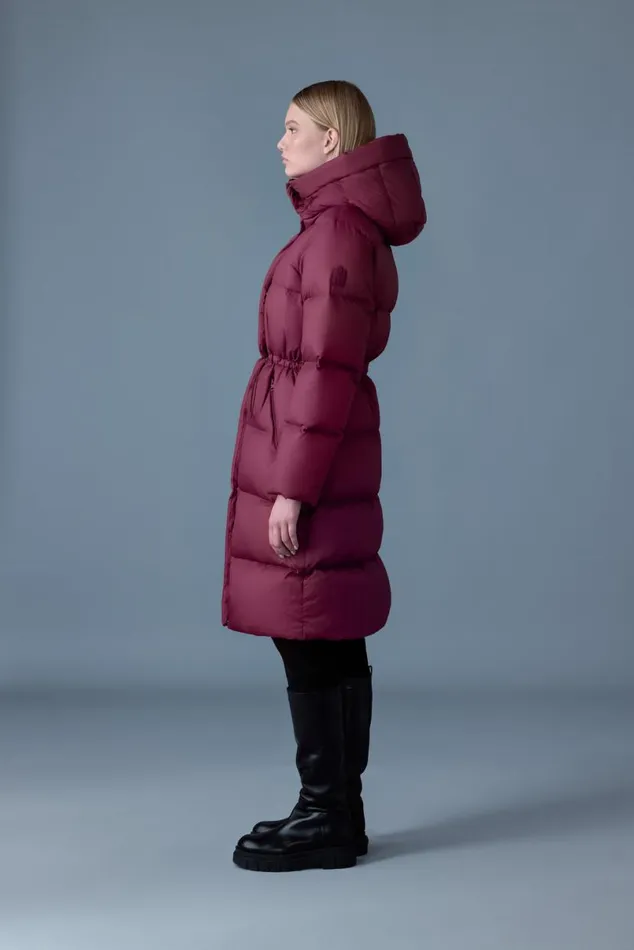 Puffers Women Mackage ISHANISW Softwash Long Down Coat With Hood Garnet Puffers Women Mackage ISHANISW Softwash Long Down Coat With Hood Garnet