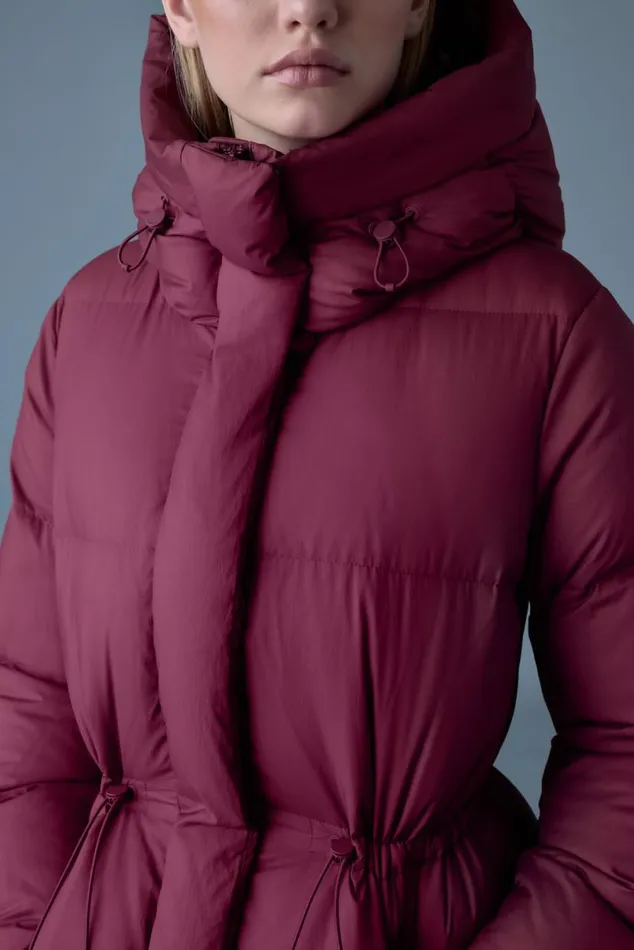 Puffers Women Mackage ISHANISW Softwash Long Down Coat With Hood Garnet Puffers Women Mackage ISHANISW Softwash Long Down Coat With Hood Garnet