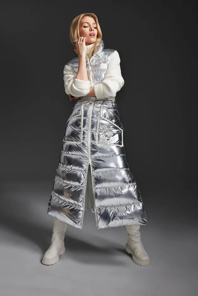 Puffers Women Mackage IVANKAMSF Sleeveless Metallic Laminate Snowflake Coat Silver