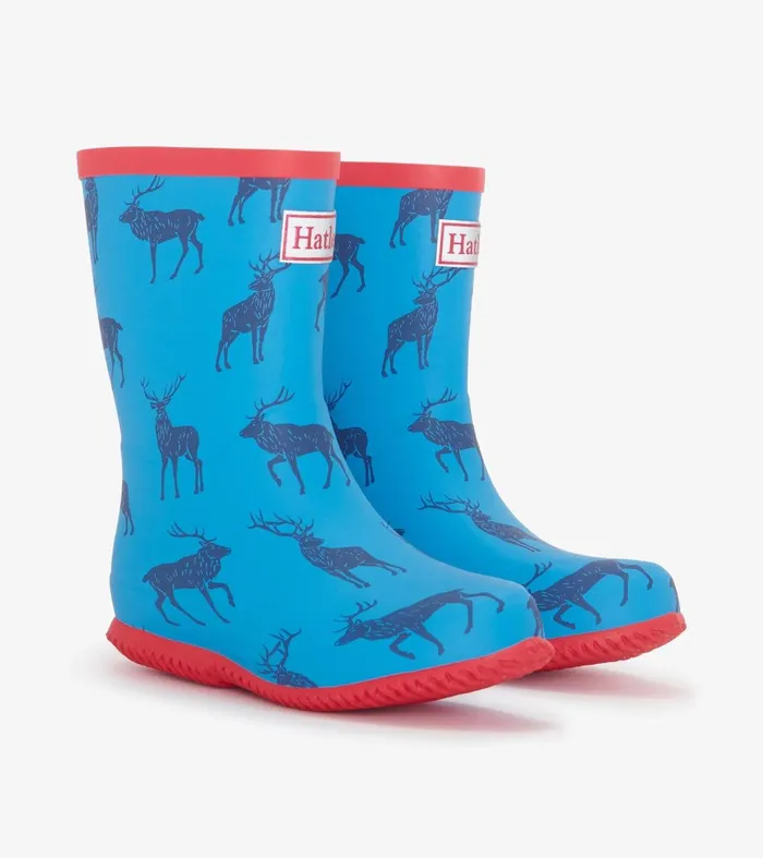 Rainwear Boys Hatley Boys Blue Elks Packable Rain Boots