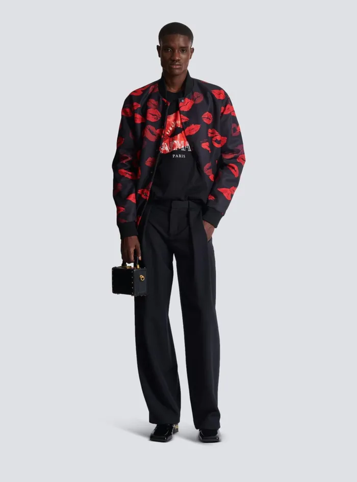 Relaxed Tshirt With Kiss Print Black Men Balmain TShirts